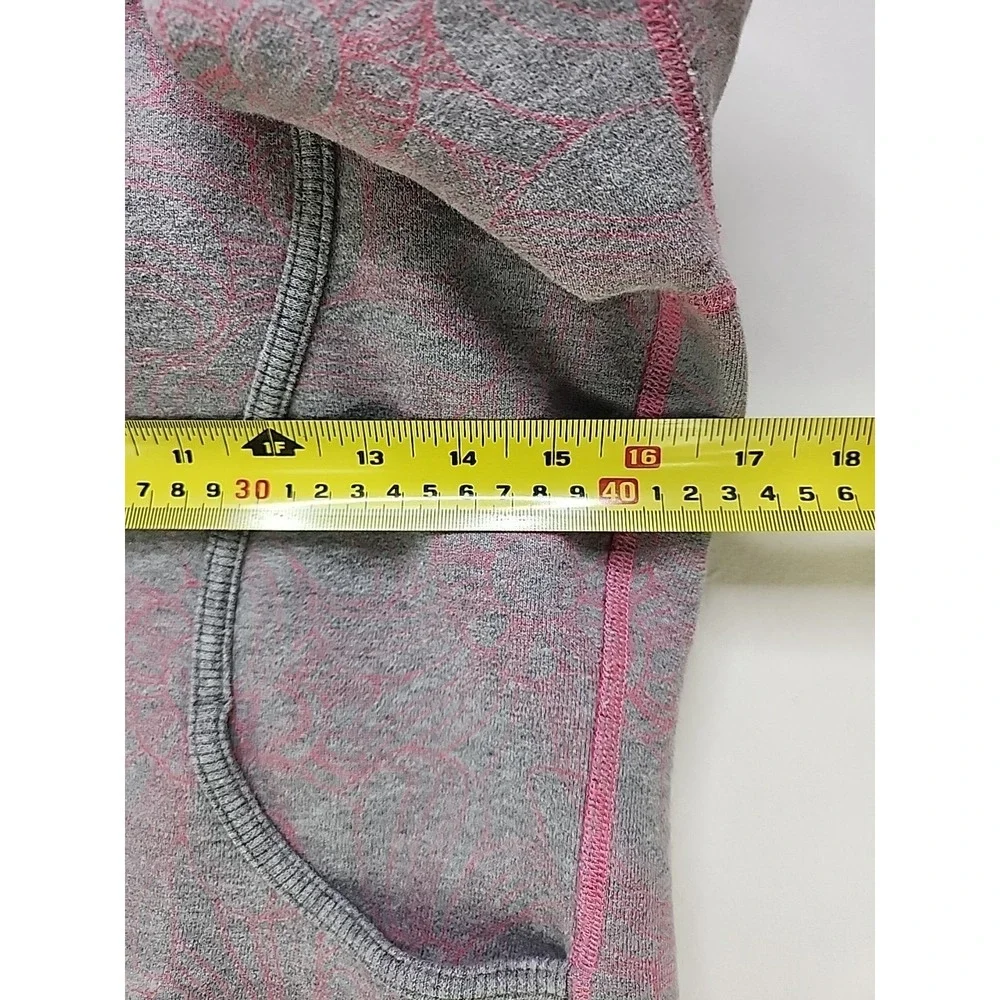 Lululemon Womens Hoodie Size 6 Pink and Gray Flower Motif Long Sleeve Zip Up - Picture 11 of 13